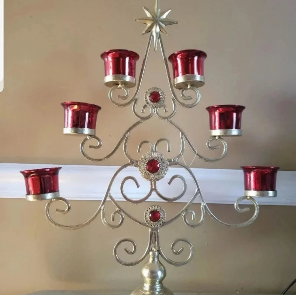 Golden Holiday Tea Light Candle Holder NWT